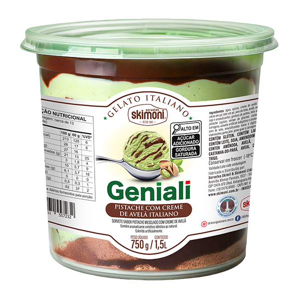 Pistache com Creme de Avelã Italiano – Geniali – 1.5L